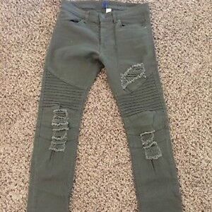 Green Distressed Jeans